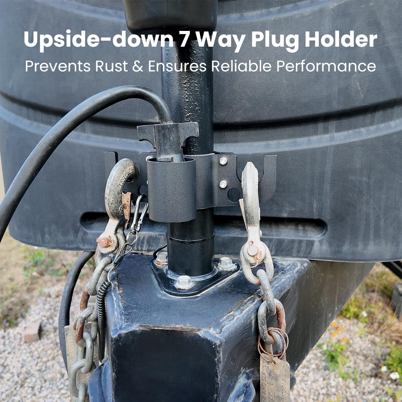 Safoner Aluminum Trailer Towing Chain Organizer with 7-Way Plug Holder- Heavy-Duty RV Tongue Jack Accessories