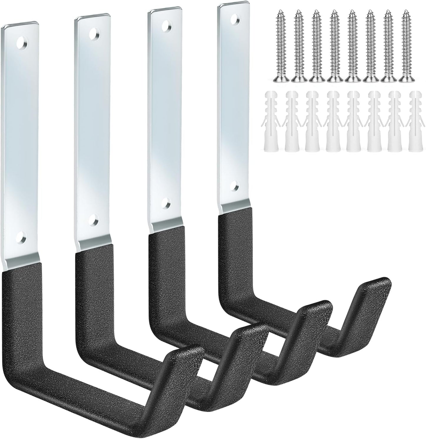 Ladder Hangers for Garage Wall Garage Hooks Heavy Duty Wall Hooks Set of 4 Tool Organizers and Storage Wall Mount Garage Storage Utility Rack Tool Holder for Garage Garden Shed Shop Bike