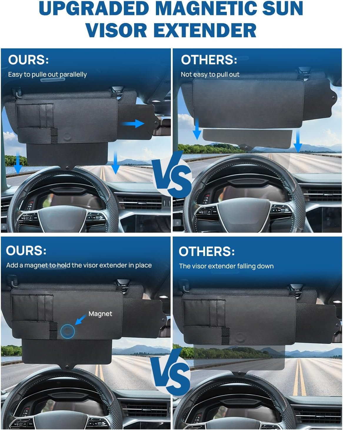 JOYTUTUS Car Sun Visor Extender, Sun Visor for Car Protects from Anti-Glare, UV Rays, Universal Fit, Practical