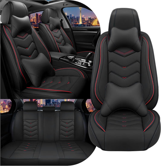 Car Seat Covers for Chrysler Pacifica 2004-2025, Stylish Sport Seat Cover, Premium Nappa Leather Car Seat Cover. Automobile Seat Covers Sets.(Luxury 5 Seats/Black)