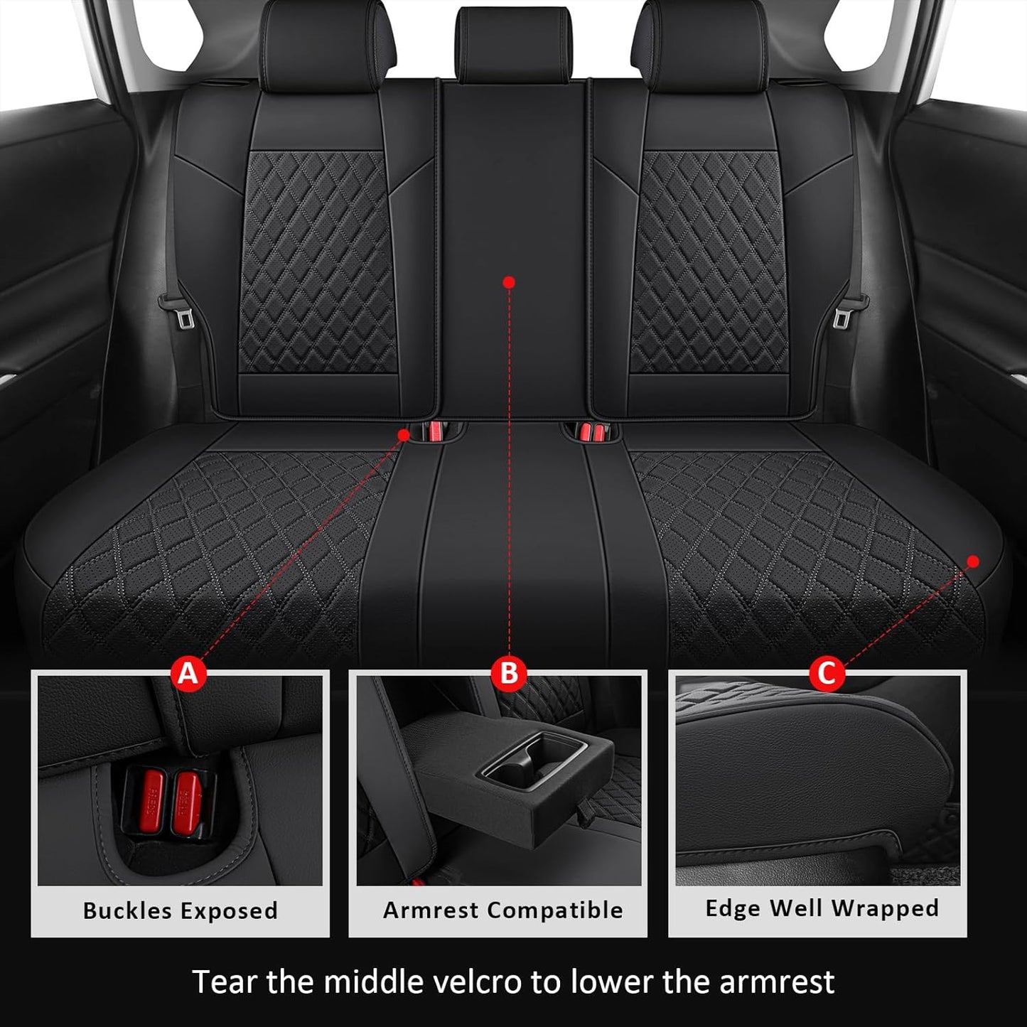 MIROZO Rav4 Seat Covers Full Set,Waterproof Car Seat Covers Faux Leather Seat Covers Compatible with 2019-2025 Toyota RAV4 Hybrid LE XLE Limited Automotive Seat Cover Car Accessories