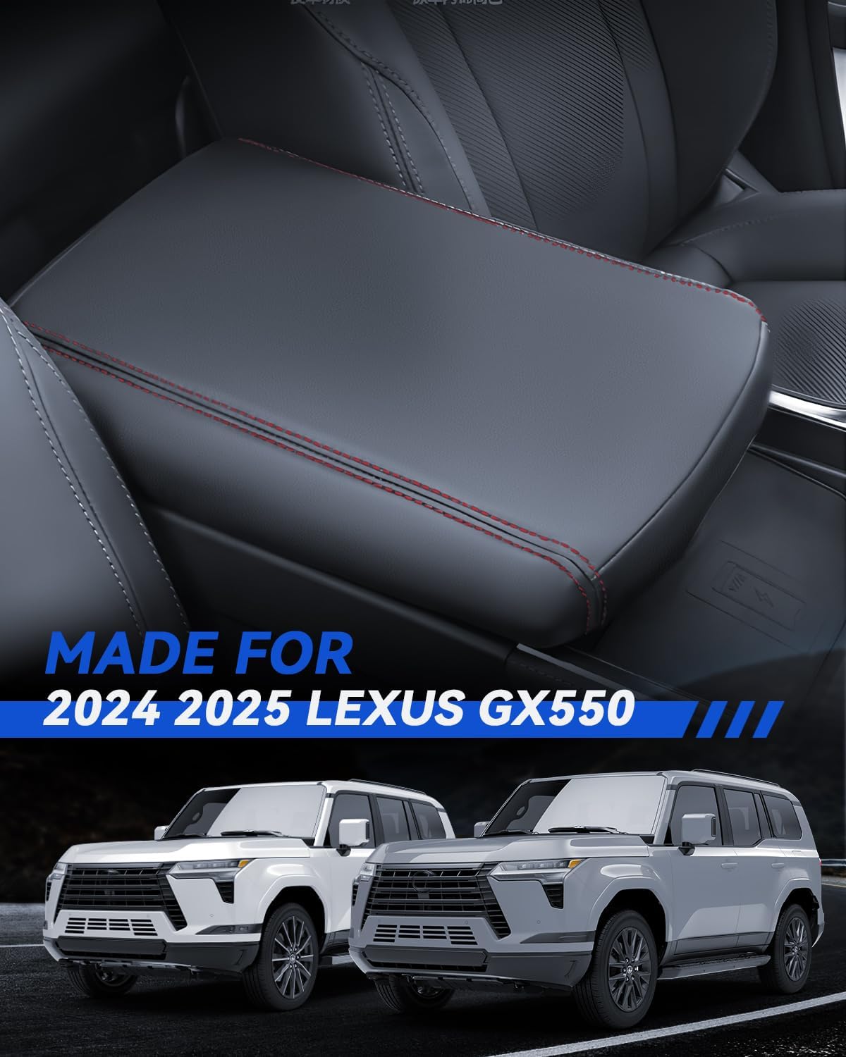 Armrest Cover for 2024 2025 Lexus GX550 Premium/GX 550 Luxury/GX 550 Overtrail Accessories Center Console Middle Lid Pad Protector for Car Elbow Rest