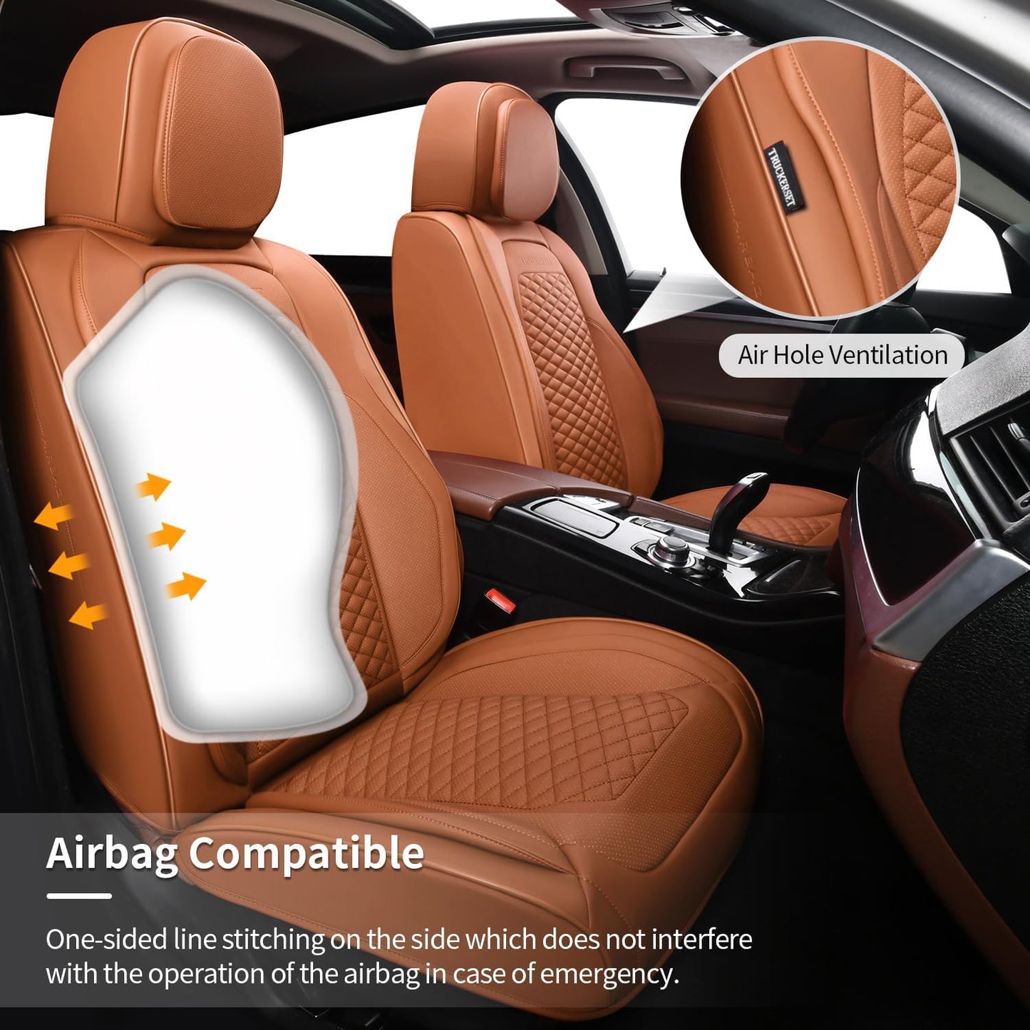 2 Packs Car Seat Covers Leather Car Seat Covers Universal Seat Covers for Car, SUV,Truck (Brown)