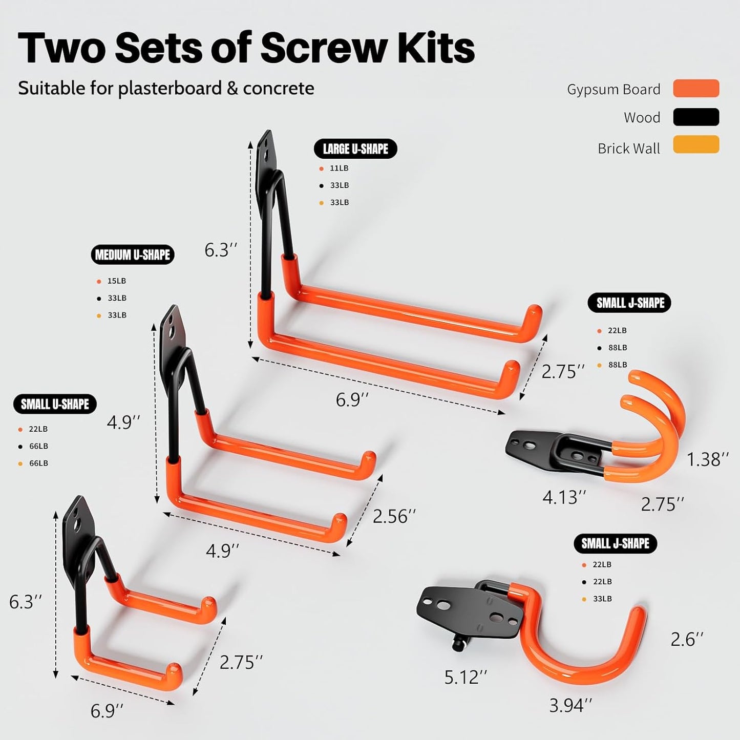 Garage Hooks Heavy Duty 14 Pack Utility Wall Mount Storage Hangers with Mop Broom Holders Extension Cord Holder Organizer for Power Tool Garden Tool Ladder Hose