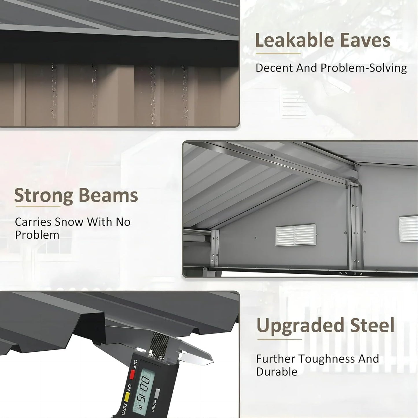 Greesum 10×10FT Outdoor Storage Shed, Metal Patio Storaged Sheds with Lockable Doors, Sheds & Outdoor Storage for Bike, Backyard, Pool and Garden, Brown