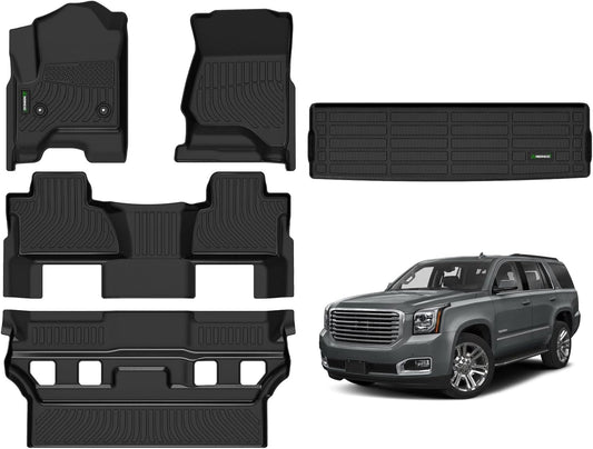 ANBINGO®Floor Mats Fit for Chevy Tahoe/GMC Yukon 2015-2020(Bucket Seat / 7 Seat)(Not for XL)&Cargo Liners All Weather Mats for Tahoe TPE Car Rugs for Yukon Rubber Trunk Carpet for Tahoe Accessories