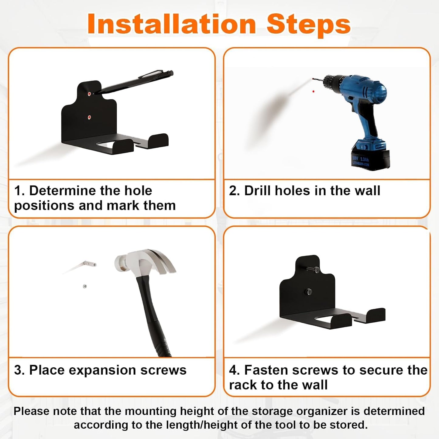 2 Pack Weed Eater Hanger，Weedeater Rack Garage Organizer Trimmer Rack, Garden Power Tool Hanger Weed Whackers Holder Wall Mounted for Grass Trimmer, Hedge Trimmer, Garage Trimmer, Garden Tools