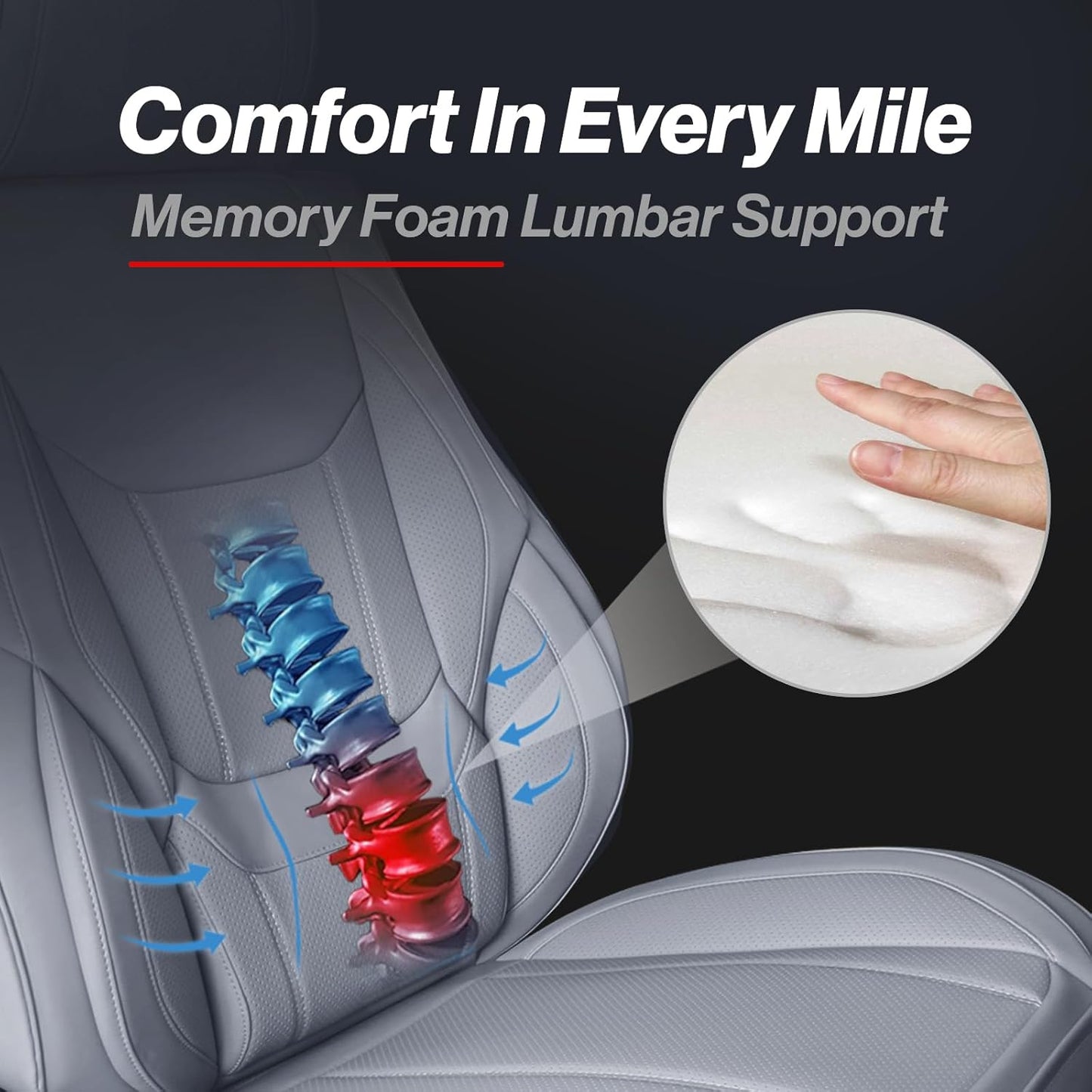 Coverland Custom Car Seat Covers Compatible with 2020-2025 Gladiator Crew Cab - Premium Leather Non-Slip Memory Foam Waterproof Custom Interior Protector Full Set-Gray [See Size Chart-Size X112]