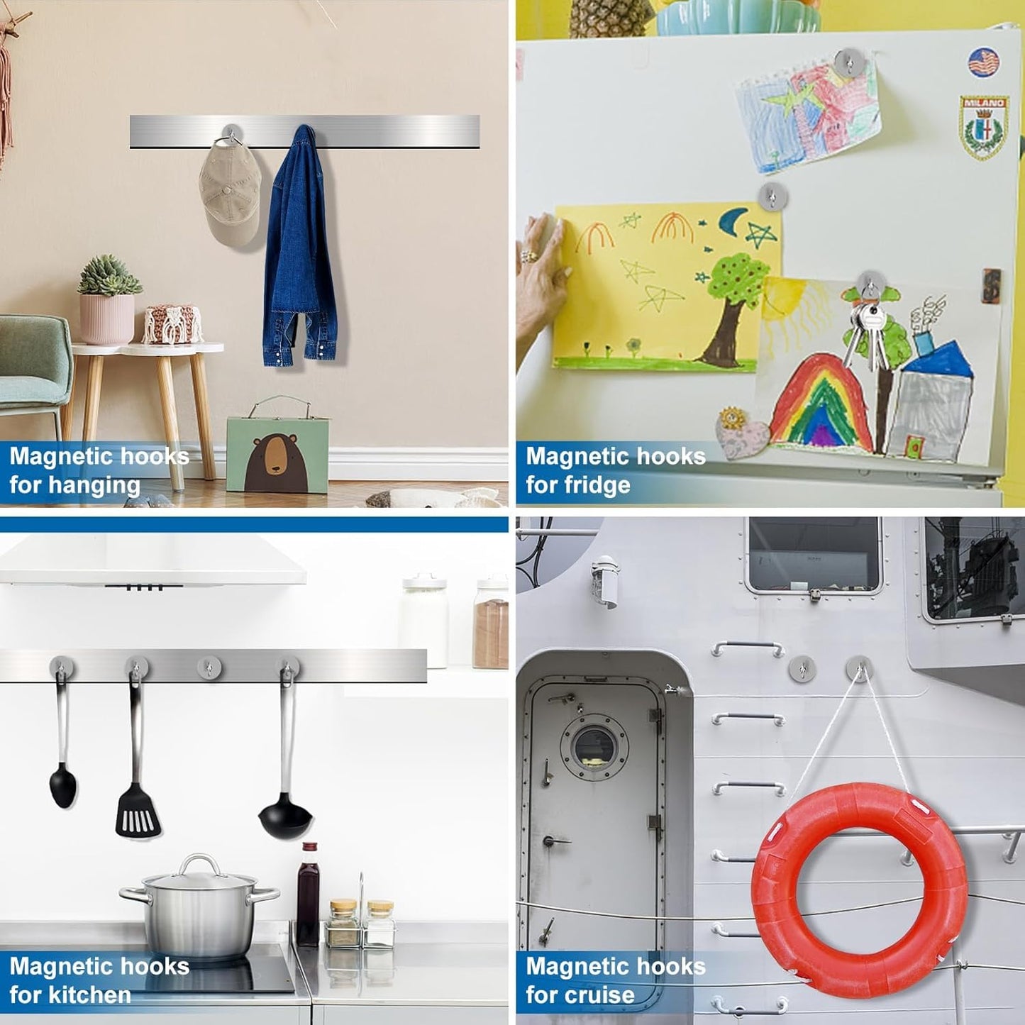 LOVIMAG Magnetic Hooks for Cruise Cabins, 110lbs Magnetic Hooks for Classroom, Strong Magnets with Hooks for Hanging, Neodymium Magnet Hooks for Fridge, Ceiling, Locker, Camper, Travel-25 Pcs