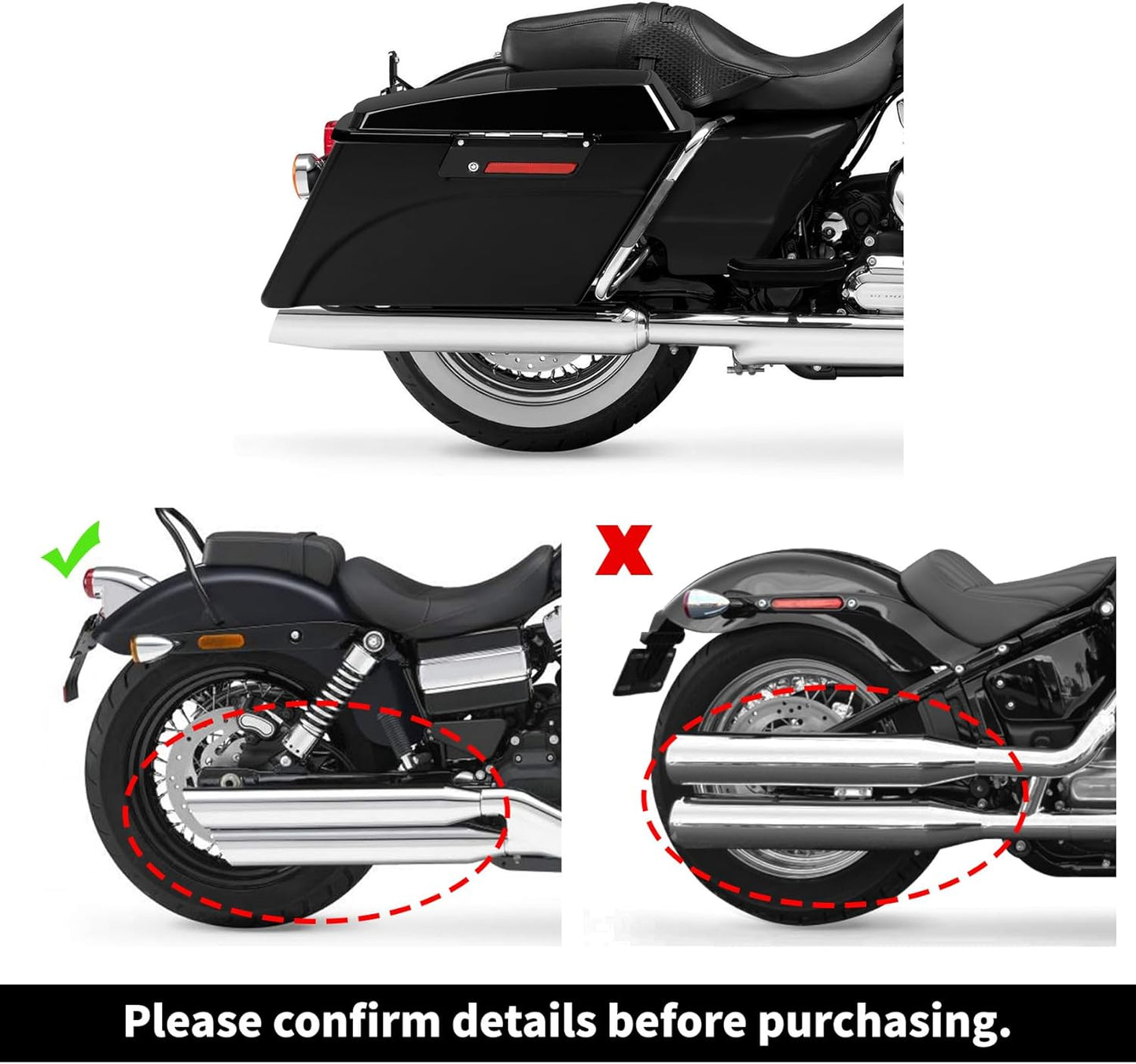 XFMT Glossy Black Hard Saddlebags W/ 6x9 Speaker Lids Black Latches For Harley Touring Road King Street Glide Road Glide Electra Glide Ultra Classic 1994-2013