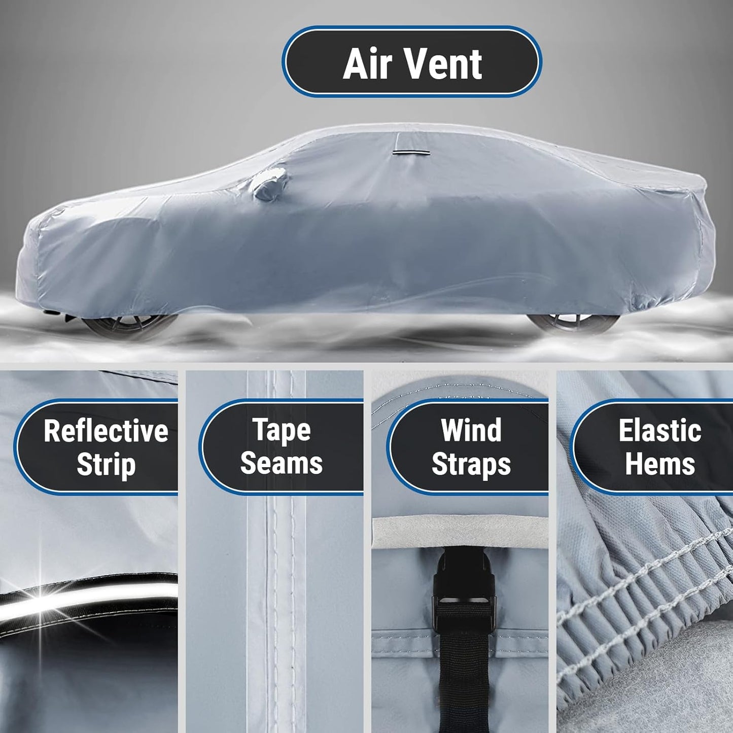 iCarCover Custom Car Cover for Buick Cascada (2016-2019) Waterproof All-Weather Rain Snow UV Sun Protector Full Exterior Indoor Outdoor Car Cover (Stripe - Gray/Black)