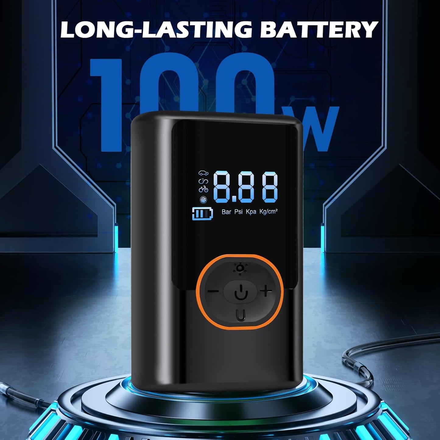 2025 Cordless Tire Inflator w/Digital Gauge 150PSI, Portable Air Pump for Car/Motorcycle/Bike, USB-C Fast Charge & Auto Shut-Off, Travel/Home Emergency Kit