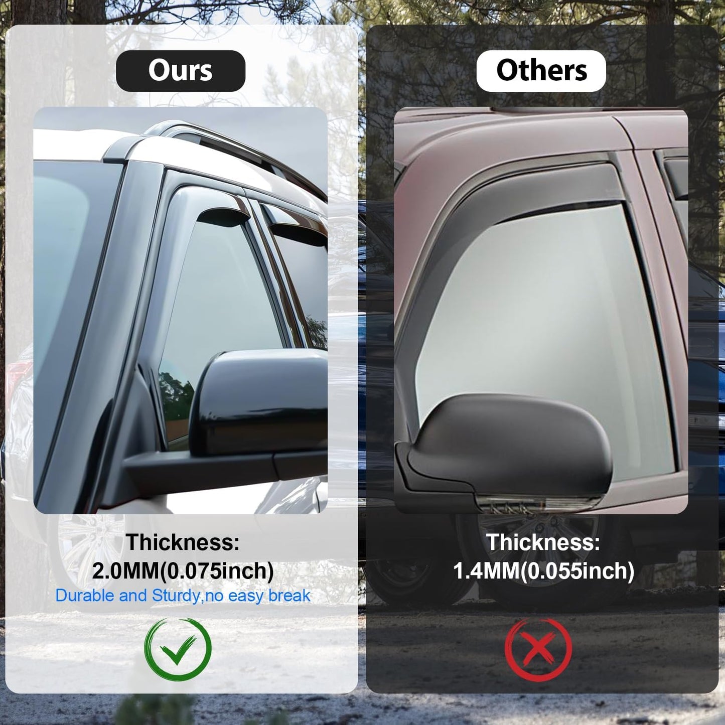 Nilight in Channel Rain Guards for Gladiator 2020 2021 2022 2023 Window Deflectors, Vent Window Visors-4PCS