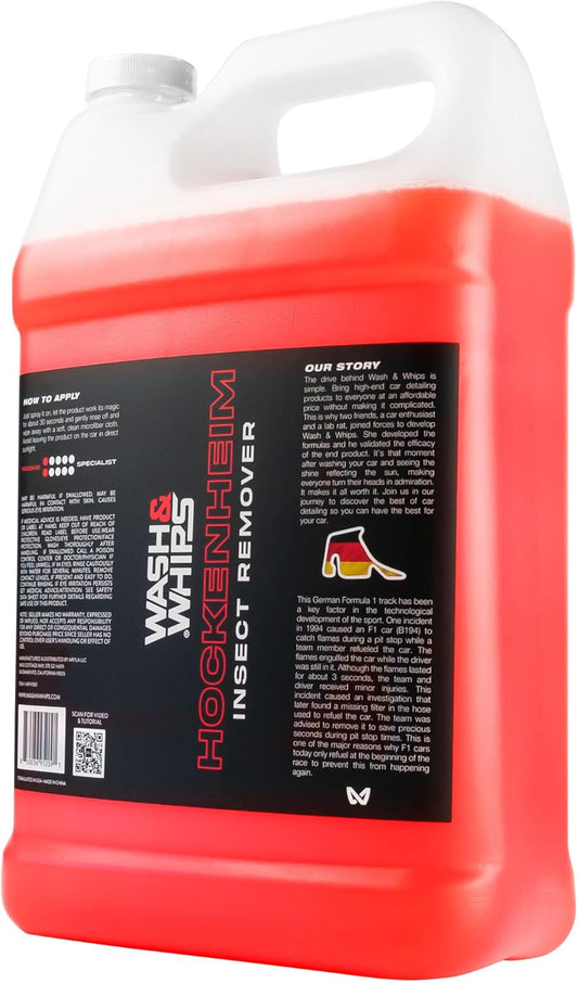 WASH&WHIPS Hockenheim Bug & Insect Remover - for Droppings & Grease for Car Detailing, RVs, Trailers Professional Strength Dissolves without Scratching, (128 fl.oz.)