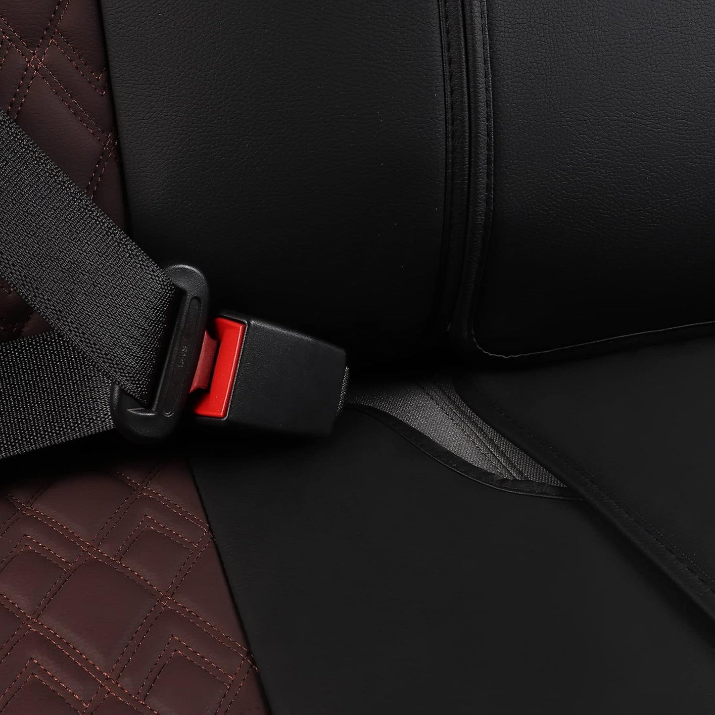 JOJOBAY Car Seat Covers for Dodge Ram,Fit Ram 2009-2025 1500/2500/3500 Pick-up Truck,Crew,Regular,Quad,Mega Cab,Waterproof Leather Automotive Interior Accessories（Rear Seat Cover,Black-Brown）