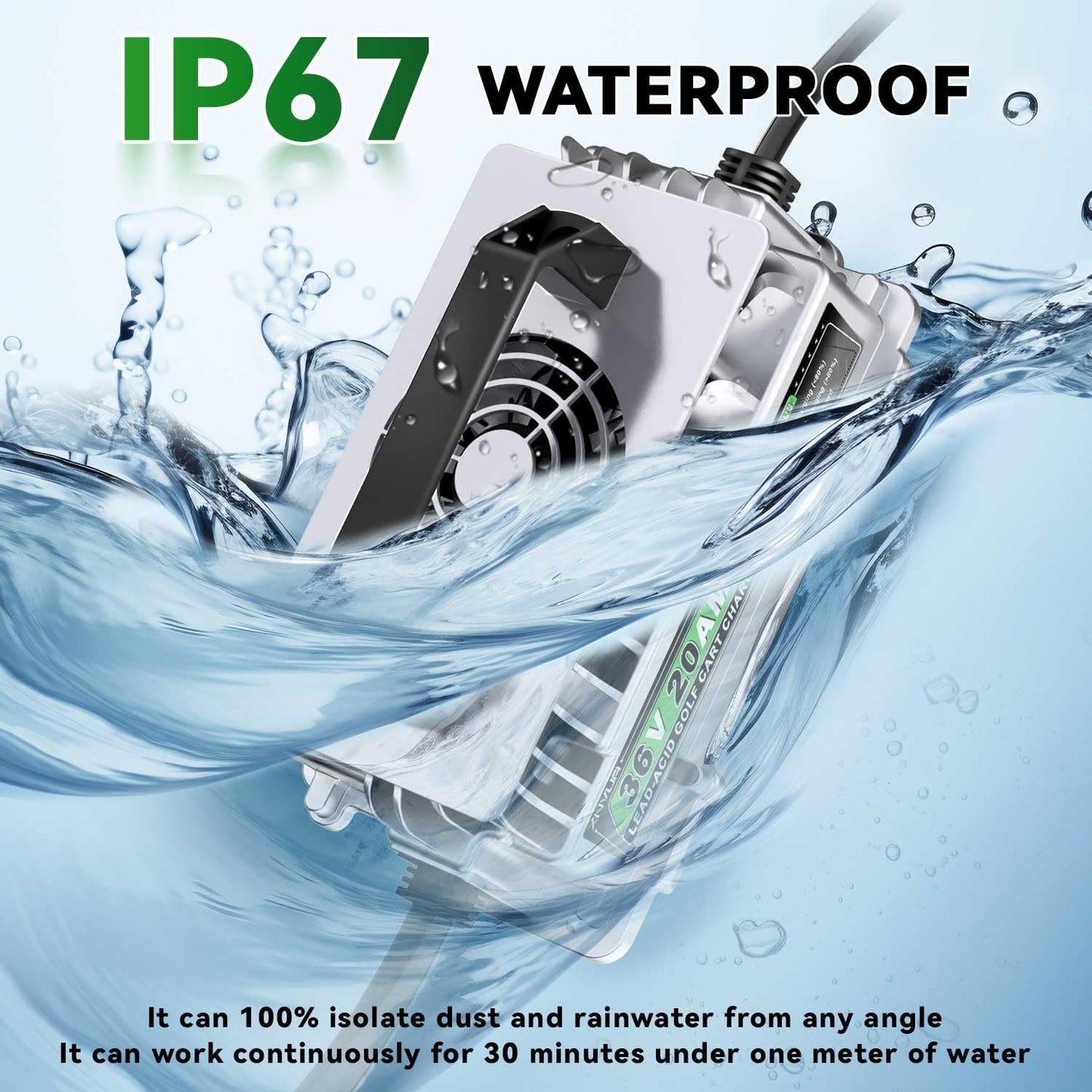 36 Volt 20 AMP Golf Cart Battery Charger for EZGO TXT with D Style Plug for 36V Lead Acid Battery