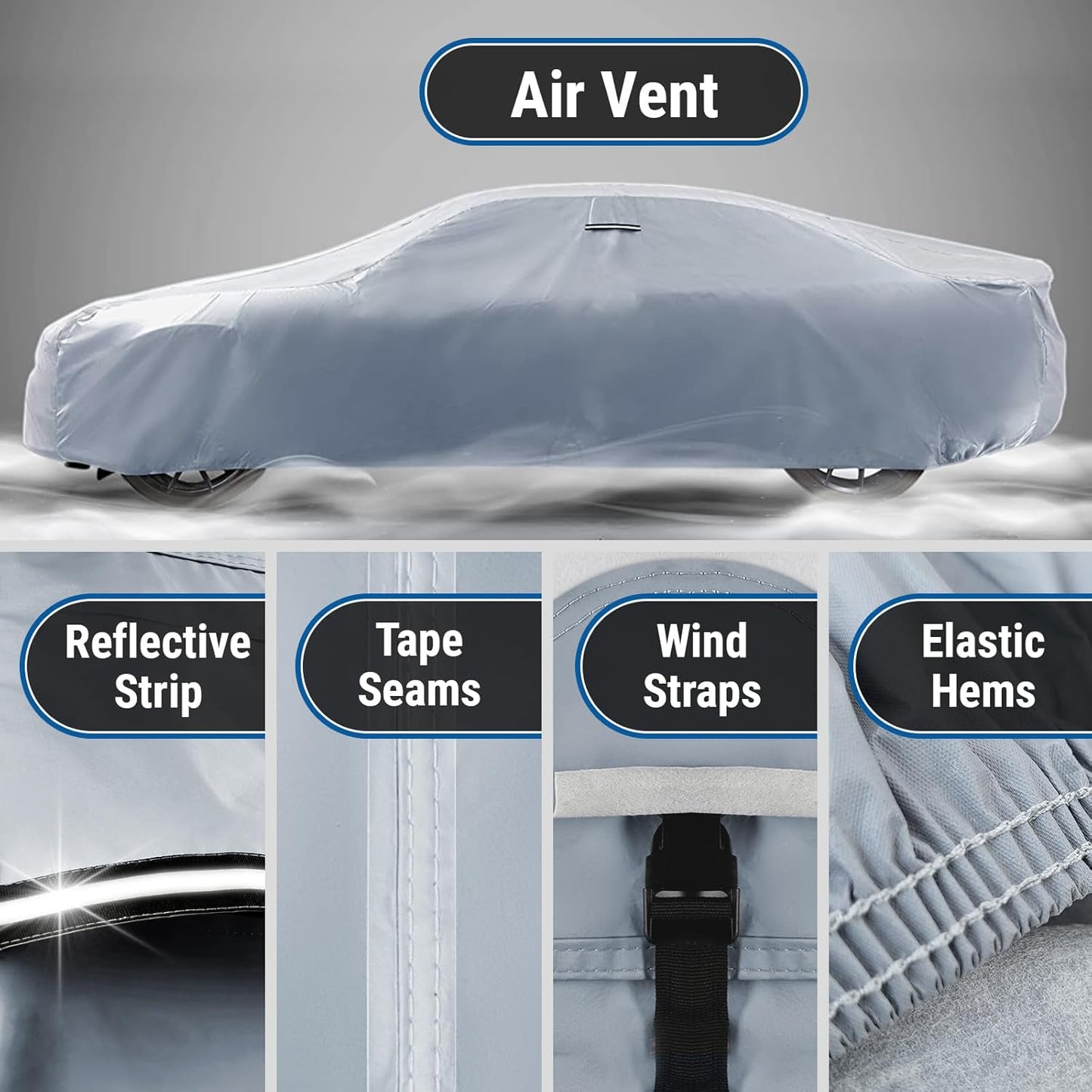 iCarCover Custom Car Cover for Buick Skylark (1975-1979) Waterproof All-Weather Rain Snow UV Sun Protector Full Exterior Indoor Outdoor Car Cover (Stripe - Gray/Black)