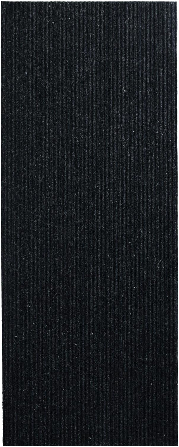 iCustomRug Spartan Weather Warrior Indoor/Outdoor Utility Ribbed Carpet Runner with Non-Slip Thermoplastic Rubber Backing, 3ft X 20ft in Black