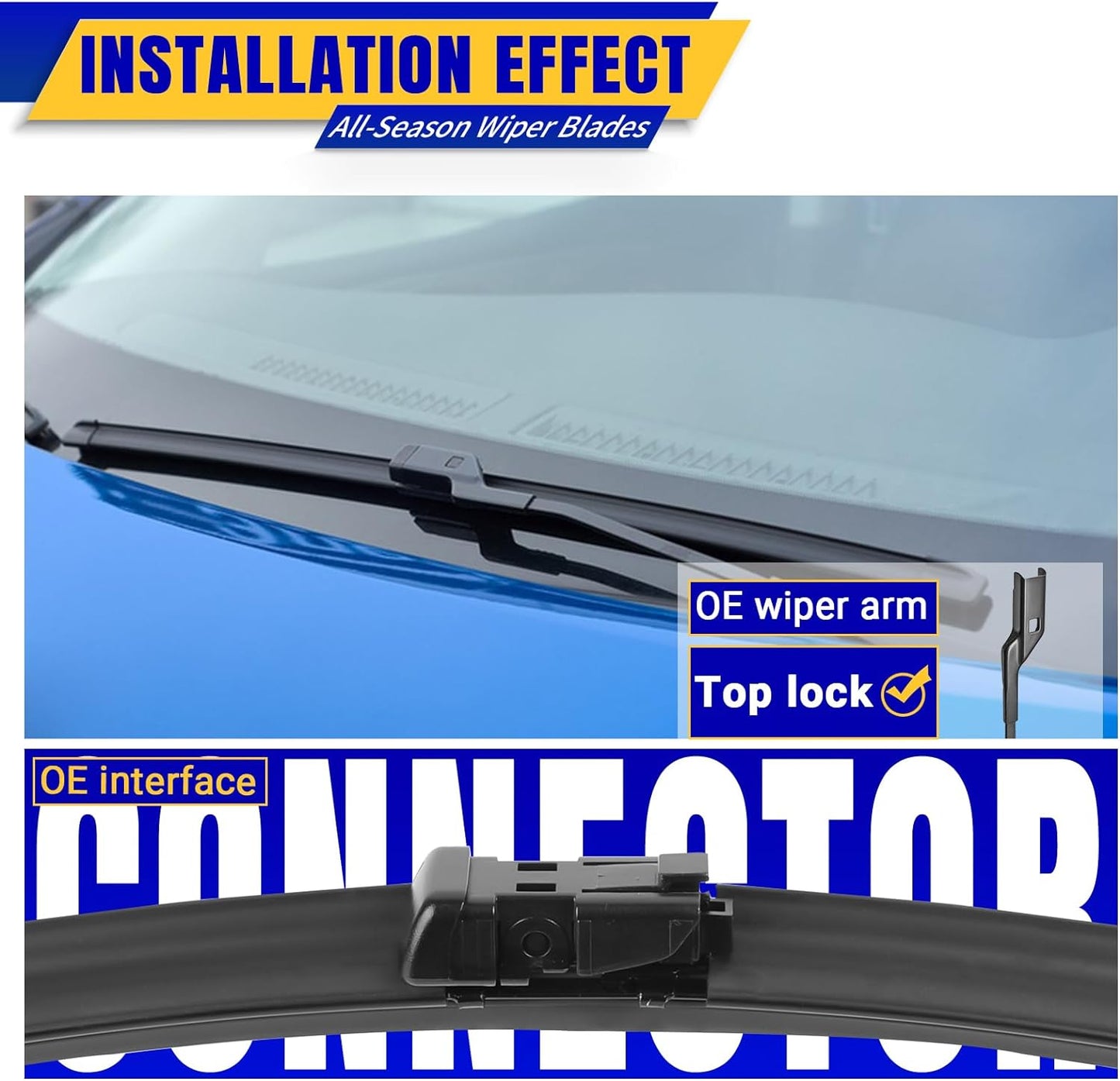 3 wipers Replacement for 2015-2020 2021 2022 2023 jeep renegade, Windshield Wiper Blades Original Equipment Replacement - 22"/20"/11" (Set of 3) Top Lock