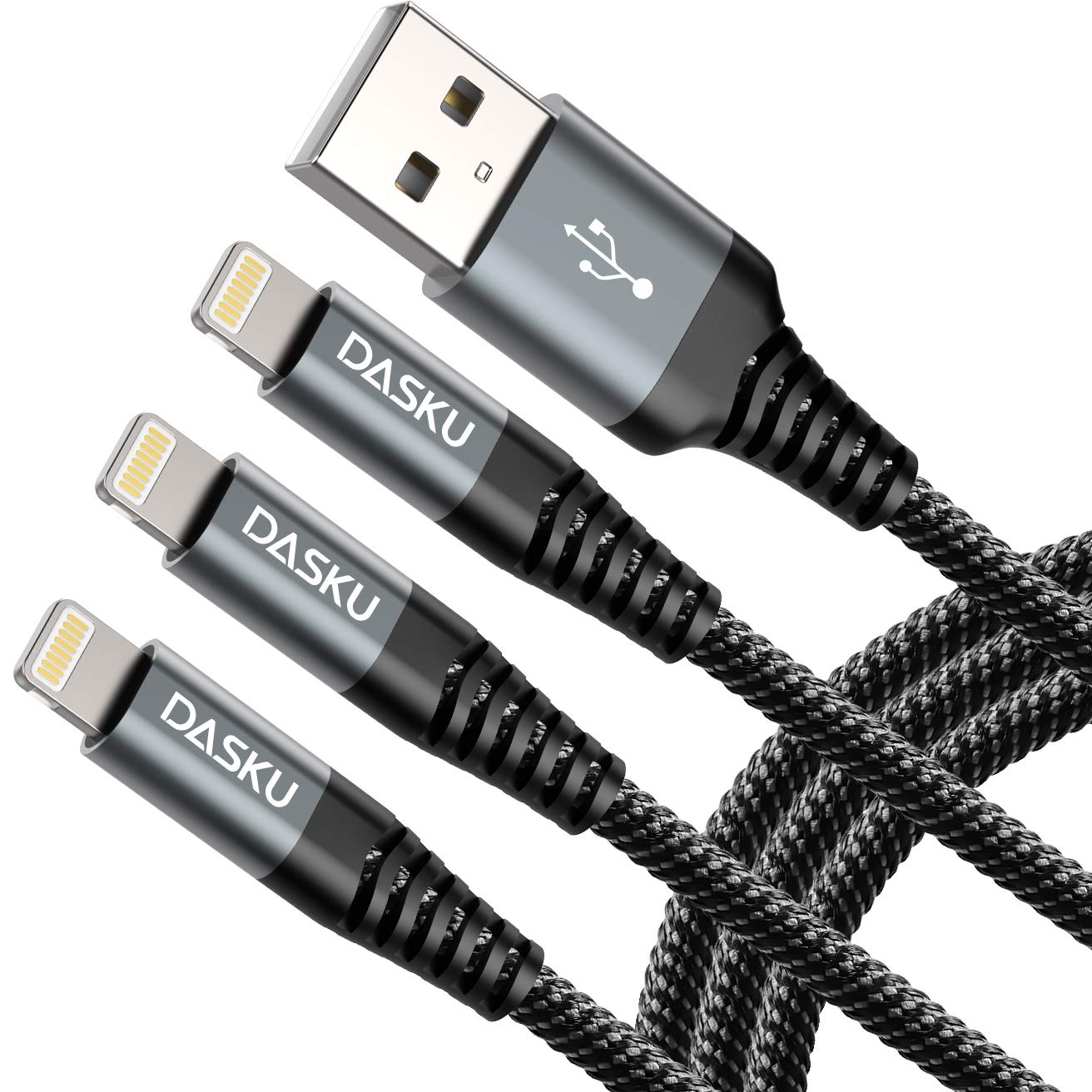 Lightning Cable 3ft 3Pack [Apple MFi Certified] Nylon Braided iPhone Charger Cable Heavy Duty Charging cord Compatible with iPhone 14/13/12/11/Pro Max/X/Xs Max/Xr /8 Plus/ 7 Plus/ 6 Plus/iPad Mini/Air