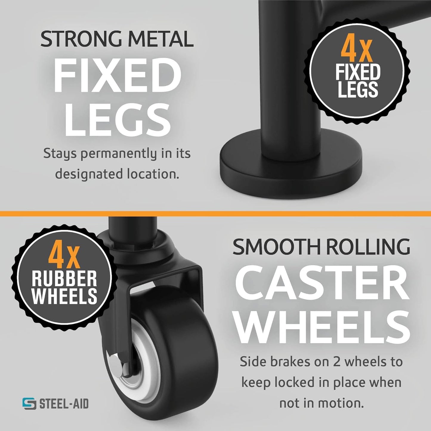 Rolling Tire Rack – Metal, Adjustable, Tire Stand & Protective Cover, Included 4 Adjustable Non Rolling Legs [Updated 48'' L with 4 Wheels Included]