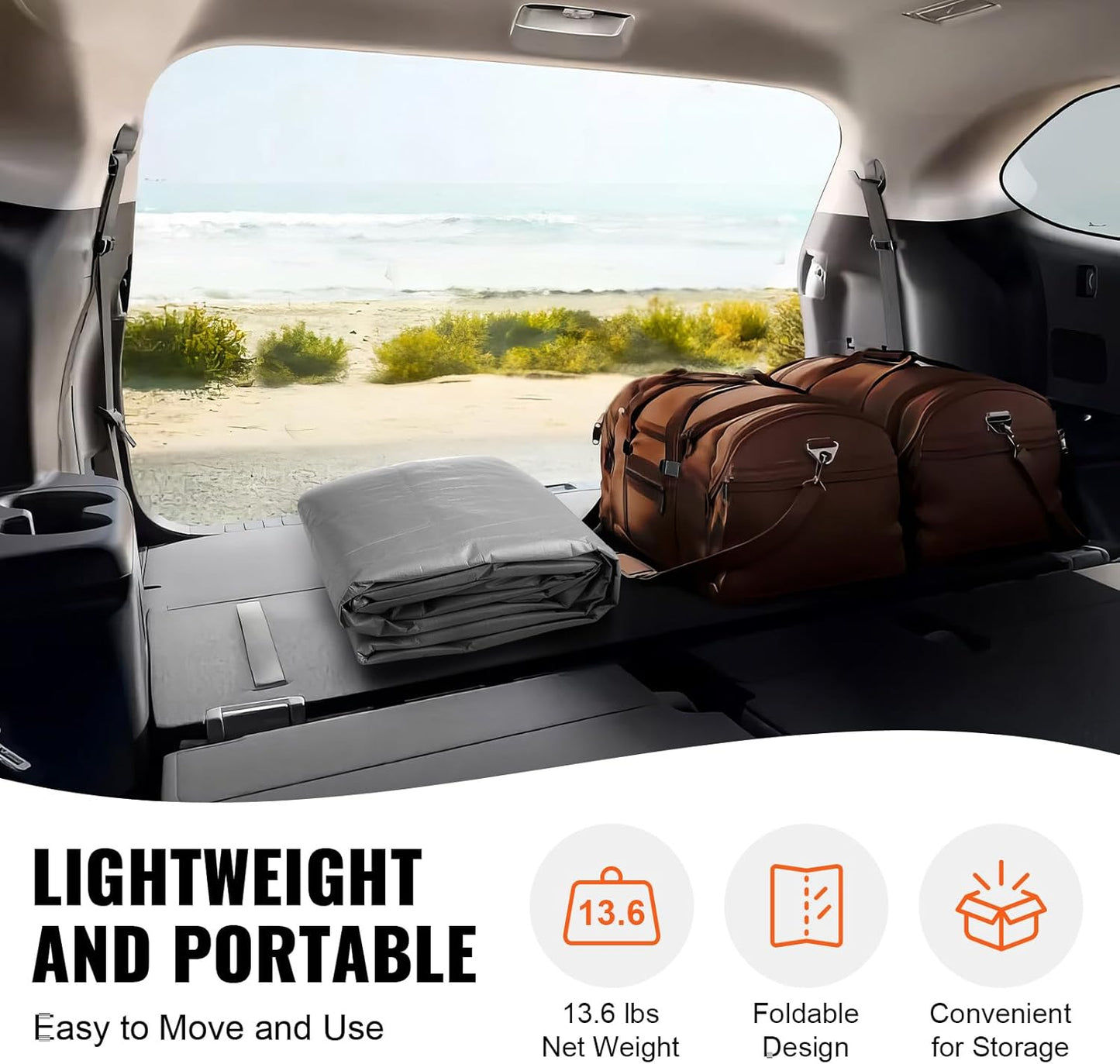 VEVOR Carport Replacement Canopy Cover 10 x 20 ft, Garage Top Tent Shelter Tarp Heavy-Duty Waterproof & UV Protected, Easy Installation with Ball Bungees,Grey (Only Top Cover, Frame Not Include)