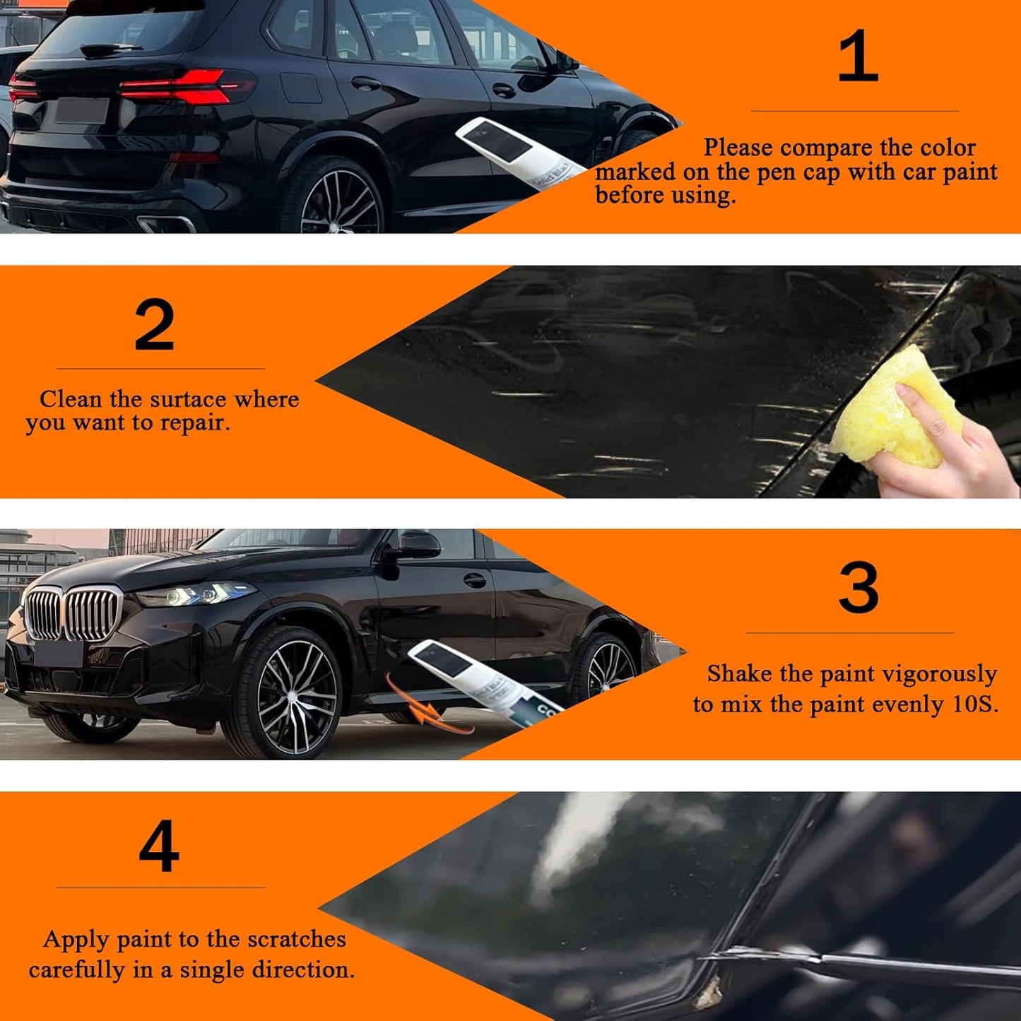 Mineral White Metallic(A96) Touch Up Paint for BMW, Car Paint Pen Scratch Repair Two-In-One Touch Up Paint, Premium Car Scratch Remover for Deep Scratches