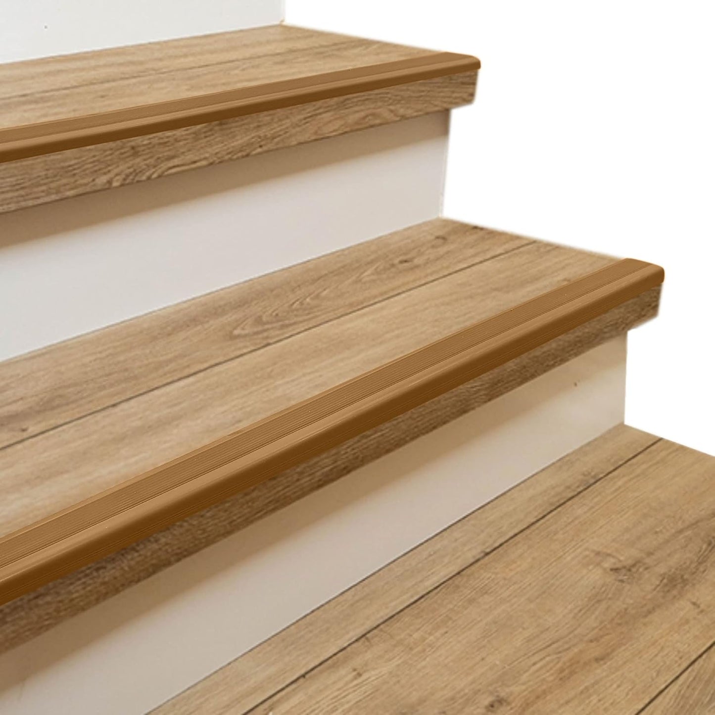 Rubber Bond Stair Edge Protector (Pack of 15) 36x2x1 inch Anti-Slip Stair Corner Trim Rubber Strips - Waterproof Self-Adhesive Staircases for Outdoor & Indoor Uses | Protect Kids & Pets - Brown