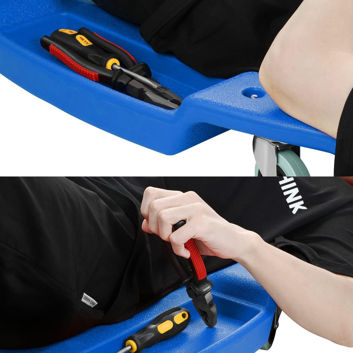 DNA MOTORING TOOLS-00239 48 Inches Heavy-Duty Low-Profile Roller Automotive Creeper with Padded Headrest, Blue