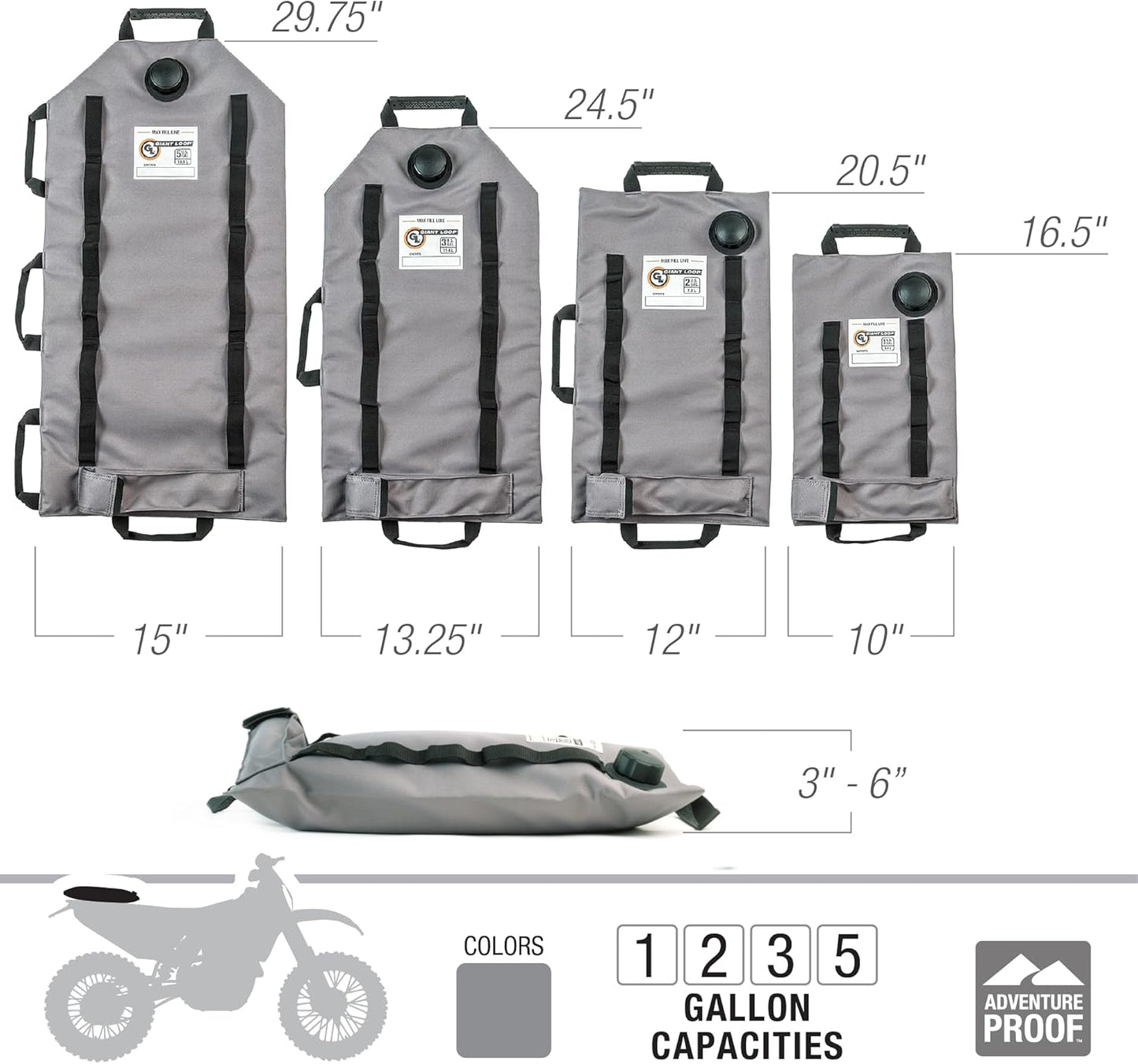 Giant Loop Armadillo Bag, Utility Bladder for Safe Transport and Storage of Powersports and Automotive Fluids, for Motorcycles, UTVs, ATVs, 3-Gallon