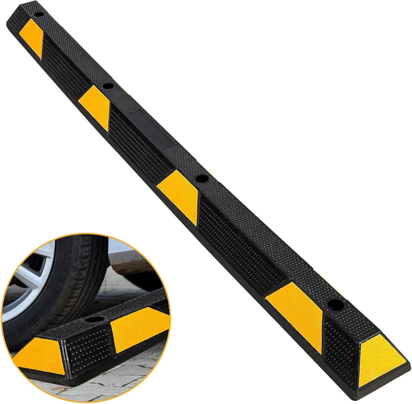 Curb Parking Garage Floor Stopper - 72 Inch Extra Wide Heavy Duty Rubber Parking Lot Stopper, for Vehicles Truck Driveway, Protect Pumpers from Cars Vans Trucks(2PCS)