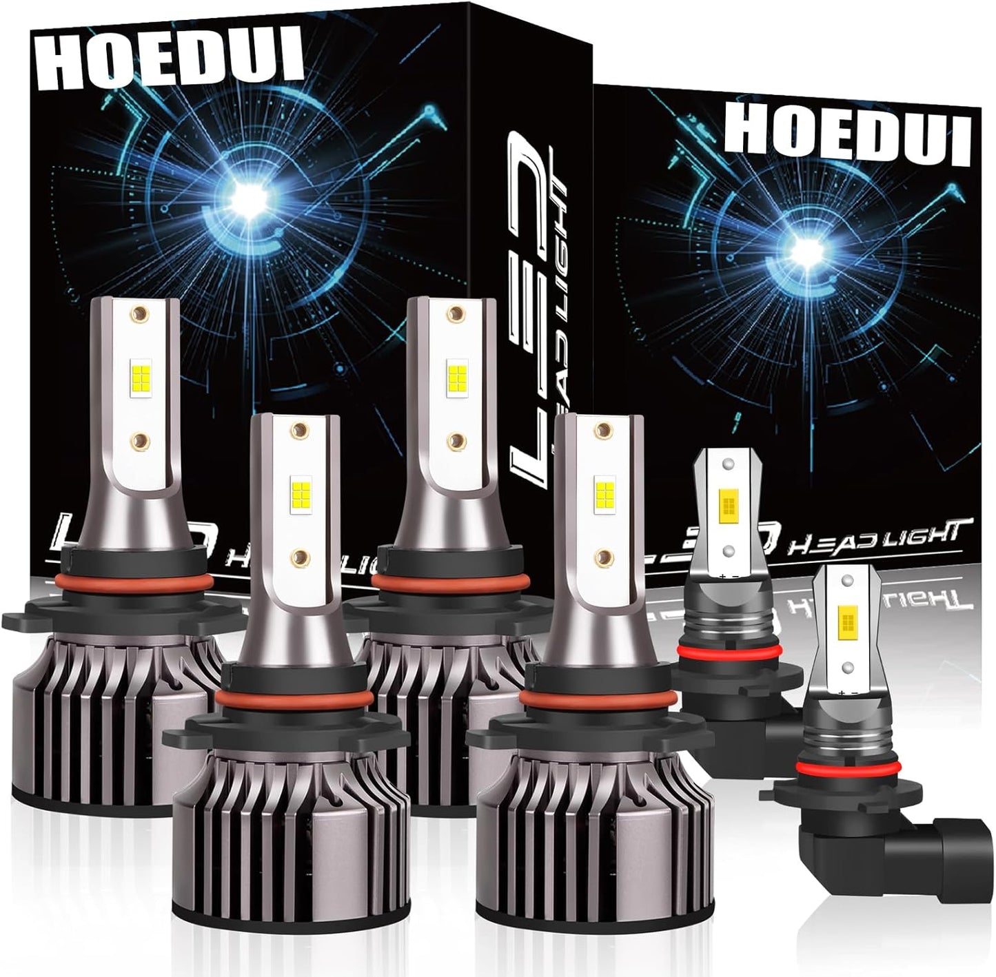 Headlight Bulbs Fit For 2004-2012GMC Canyon 9005 High Beam 9006 Low Beam 9145 Fog Light Bulbs,6500K White Car Light,500% Brightnes Bulb,Plug and Play, IP68, Pack of 6