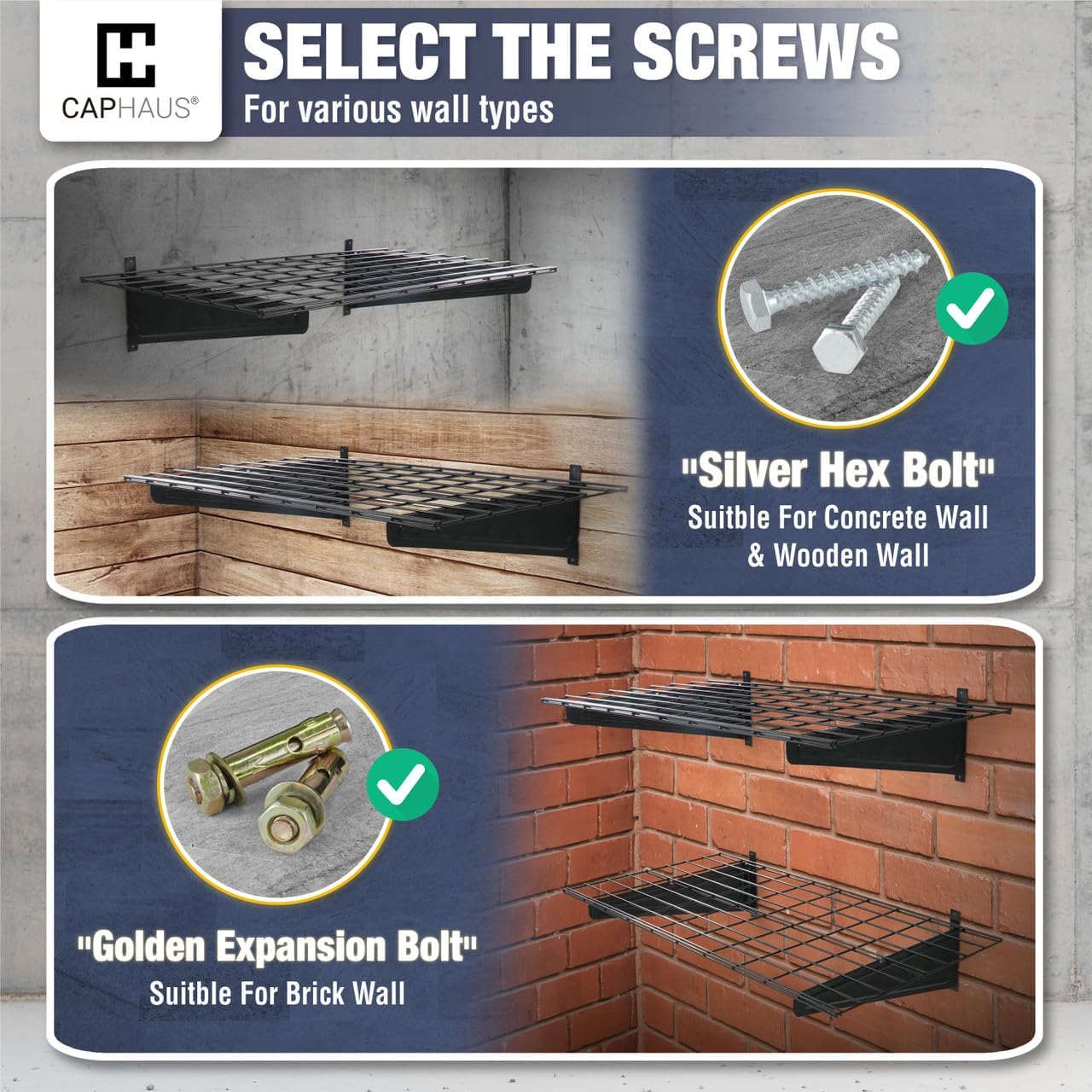 Fencer Wire 36 in. W x 18 in. D Wall Mounted Garage Shelving With 2 Hooks, White Shelf, Heavy Duty Storage System, Organizer Floating Shelves, 500lb Weight Capacity