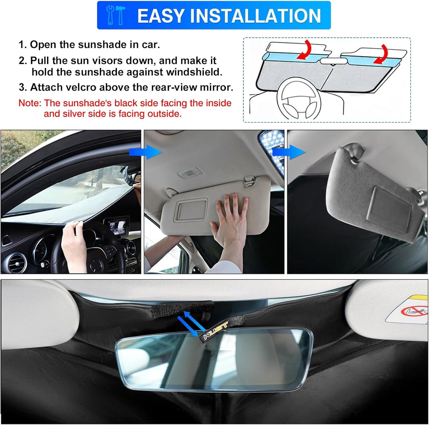 KUST Windshield Sun Shade for Genesis GV80 2021 2022 2023 2024 2025 Window Sunshade Sun Visor Protector Foldable Blocks UV Rays Keep Your Car Cooler
