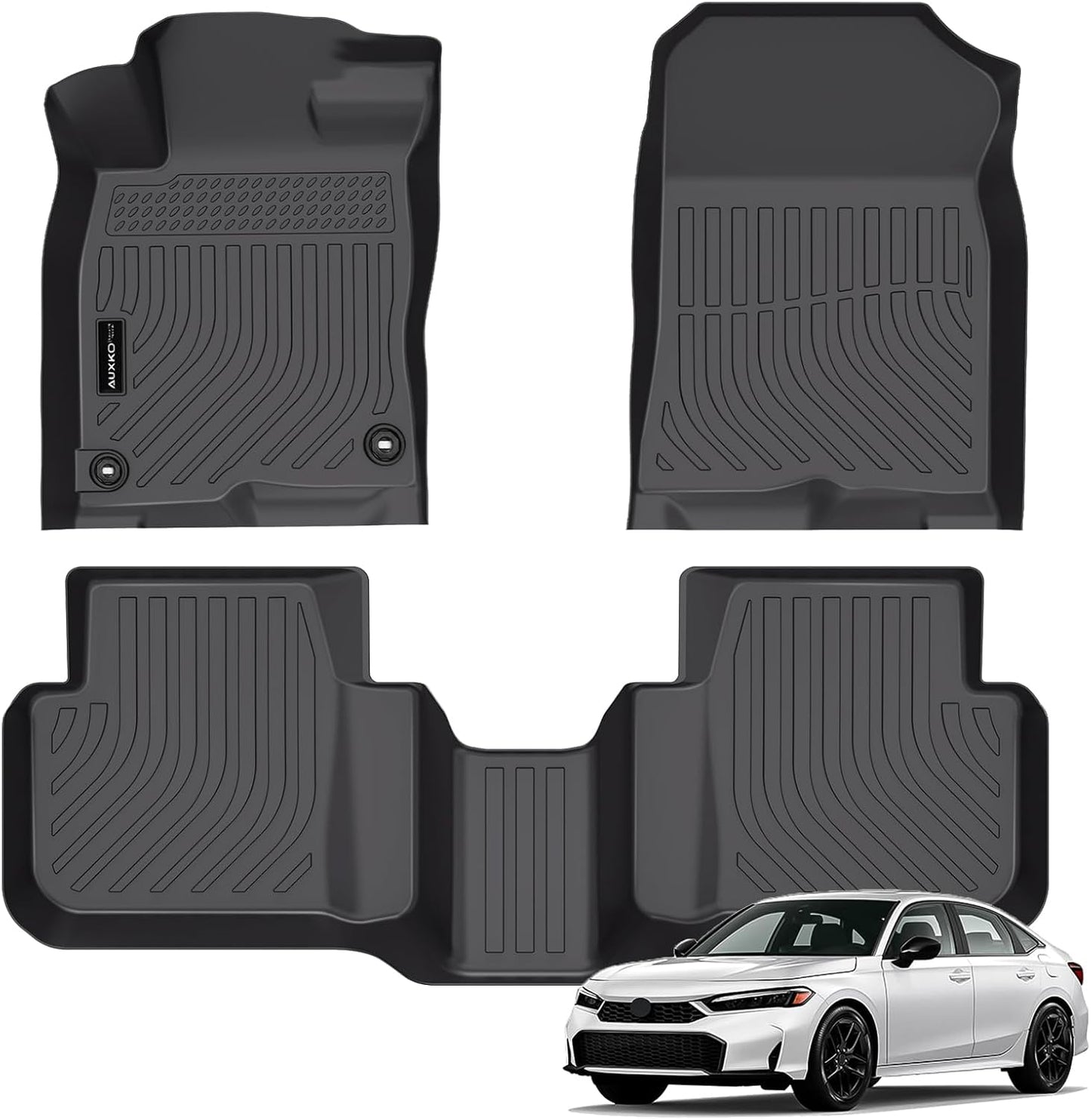 Auxko All Weather Floor Mats Fit for Honda Civic Hybrid 2026 2025 TPE Liners Accessories All Season Guard Odorless Anti-Slip Floor Mats for Honda Civic Hybrid 2025 Black