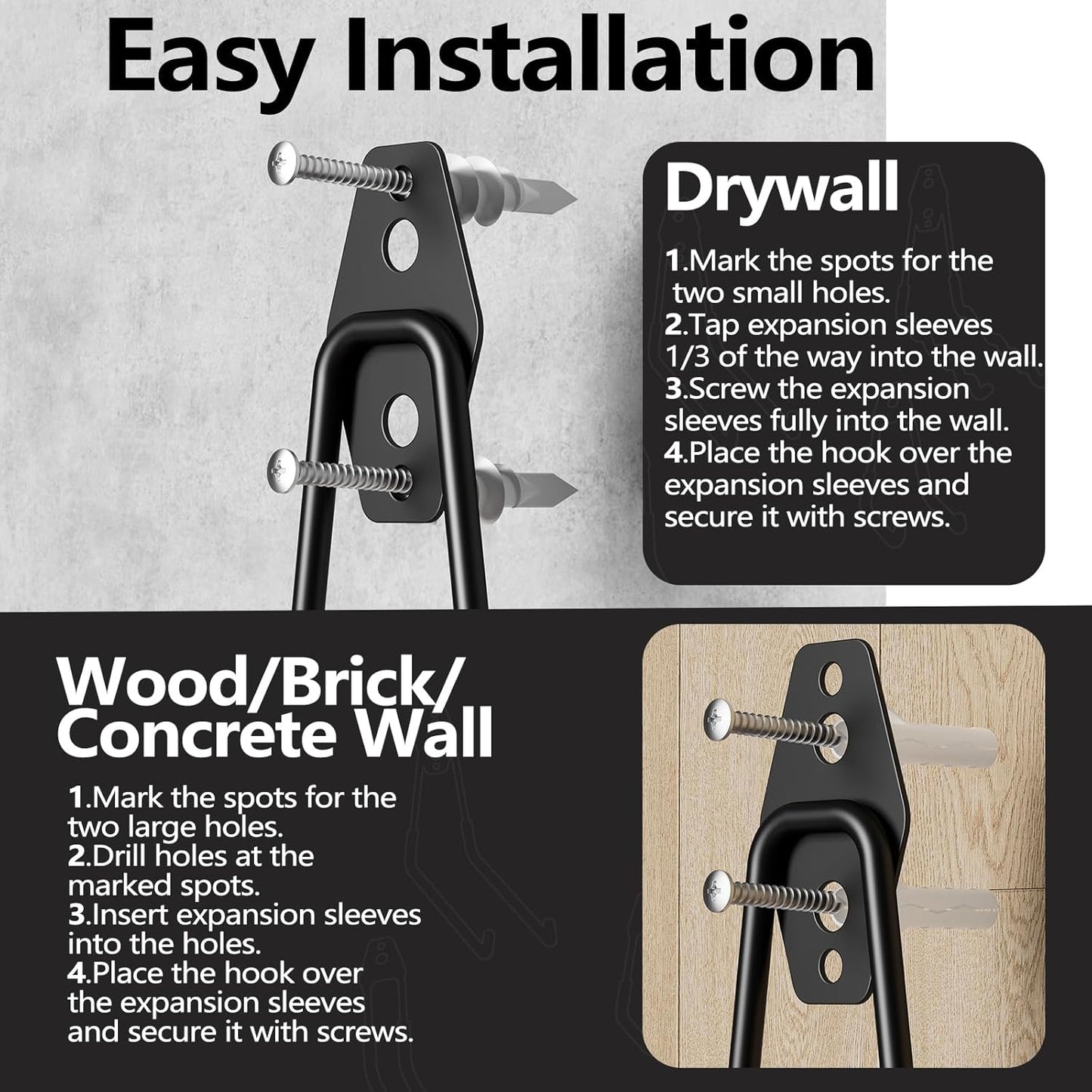 Garage Storage Hooks, 12 Pack Steel Heavy Duty Wall Mount Hooks for Hanging Bike, Ladder, Garden Tools