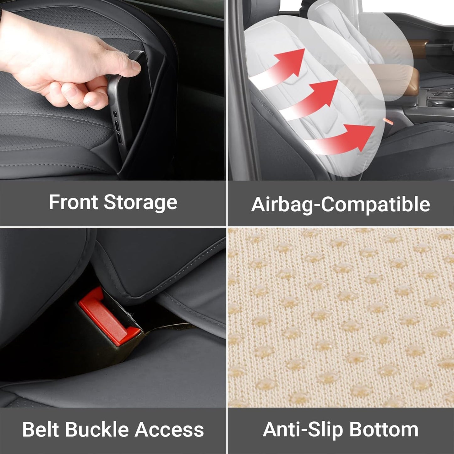 Coverland Custom Car Seat Covers Compatible with 2003-2009 Ram 3500 Quad Cab - Premium Leather Non-Slip Memory Foam Waterproof Custom Interior Protector Full Set-Dark Gray [See Size Chart-Size X139]