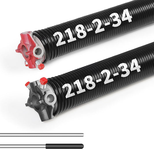 Pair of 2"Garage Door Torsion Springs Set with Non-Slip Winding Bars, Electrophoretic Coated (0.218X2"X34")