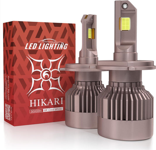 Hikari 2025 Future 50000LM H4/9003 LED Fog Light, 65W Titanova LED, 6000K Cool White, IP68 Waterproof, Foglight,Plug & PlayPack of 2