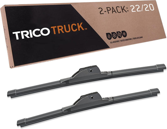 TRICO Solutions™ Truck 22 Inch & 20 Inch Pack of 2 High Performance Automotive Replacement Windshield Wiper Blade for Select Toyota, Jeep, Infiniti, Hyundai, Subaru, and BMW Models (58-2220)