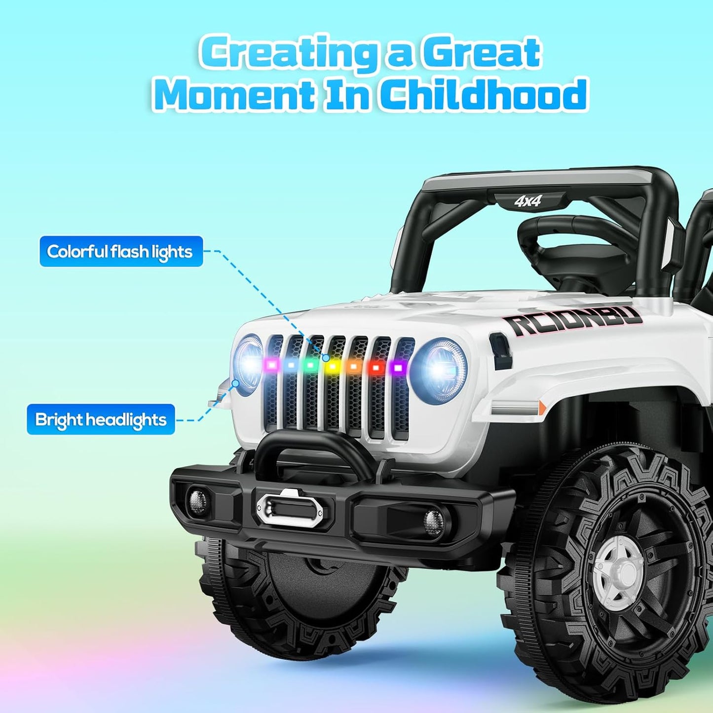 SEALIGHT 12V Kids Ride On Car Truck w/Parent Remote Control, Electric Car for Kids Children Ride On Toy Toddler with Double Doors/Safety Belt/LED Lights/Music Player/Bluetooth