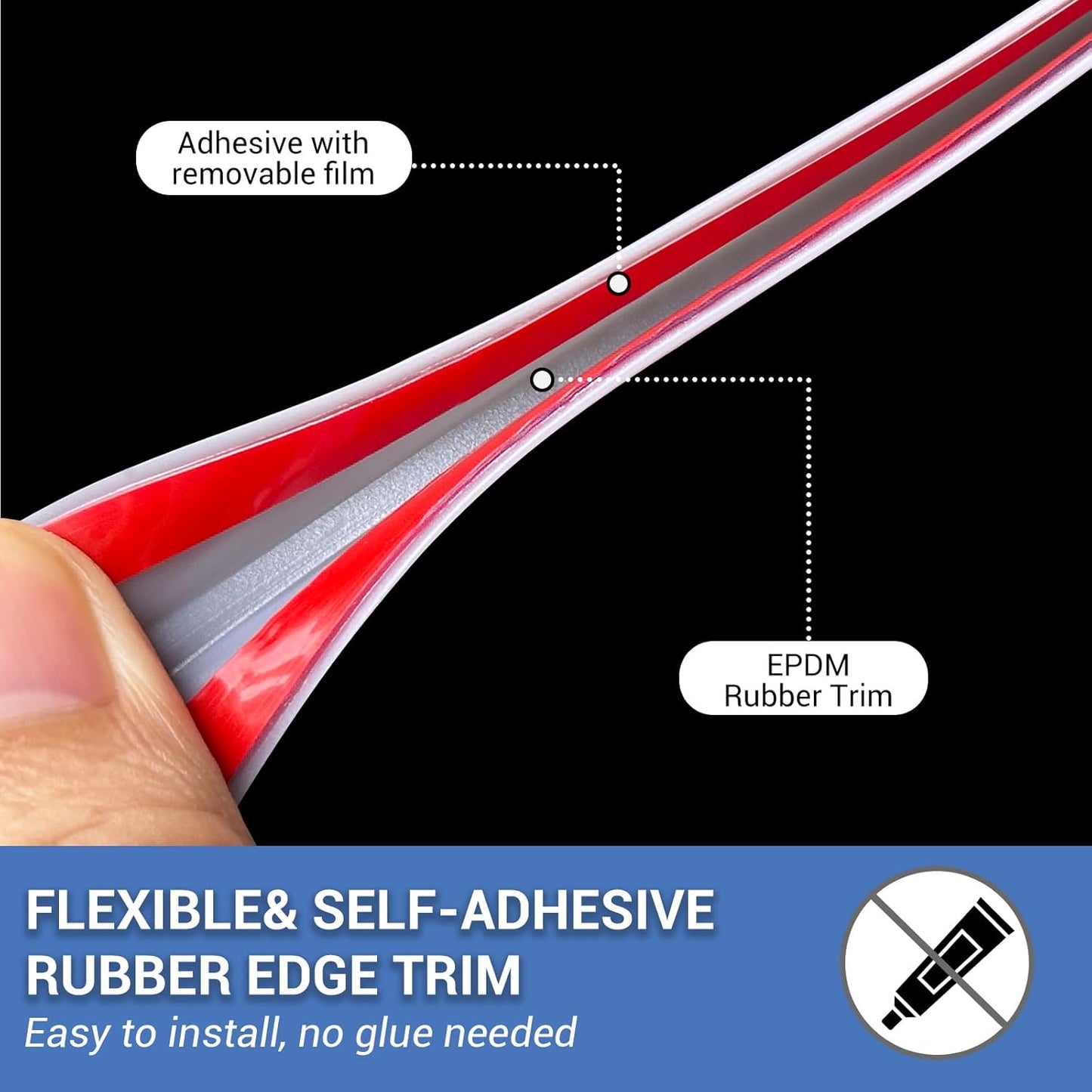 Rubber Edge Trim, Flexible Edge Trim for Sharp Edge, 5/16"(8.0mm) U Channel Edge Protector, Self Adhesive Edge Guards for Plywood, Glass, Flexiglass and Sheet Metal Parts, 20Ft, Grey Color