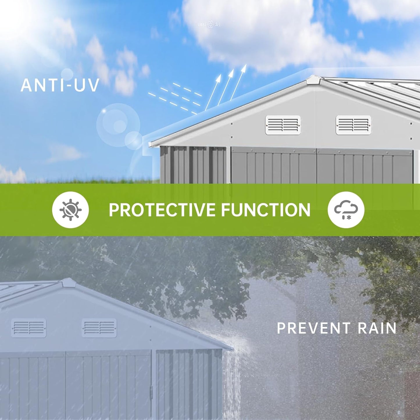 12x10 Ft Outdoor Storage Shed, Large Steel Multipurpose Yard Shed, Metal Outdoor Tool Shed with Sloped Roof and Door Lock Design for Organizing Tools & Equipment in Yard, Garden, Grey