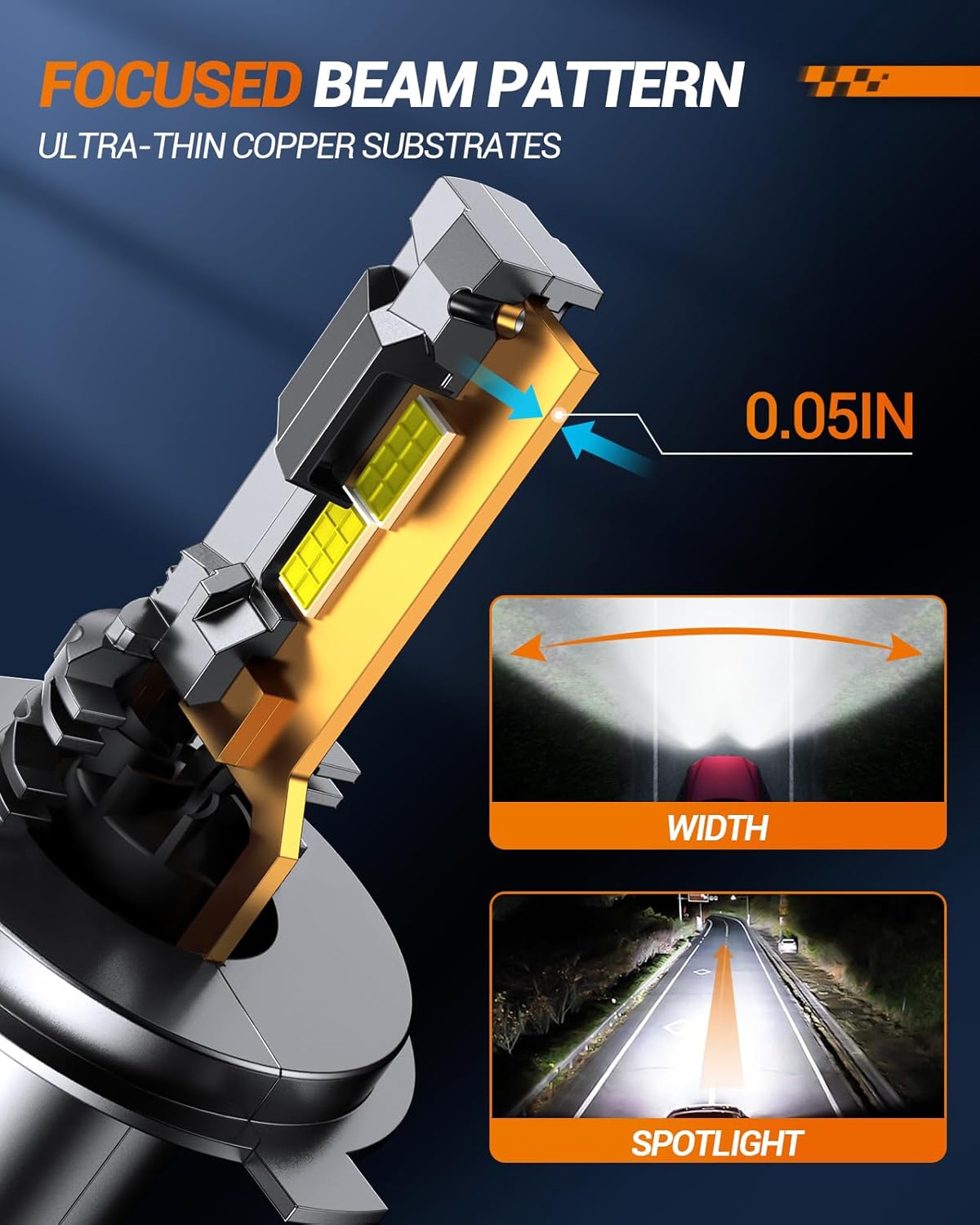 SEALIGHT H4 Fog Bulb 40000LM 6500K Cool White 52W High Power Error-Free, H4/9003 Bulbs For Powersports 1:1 Stock Bulbs Size, 2 Pack