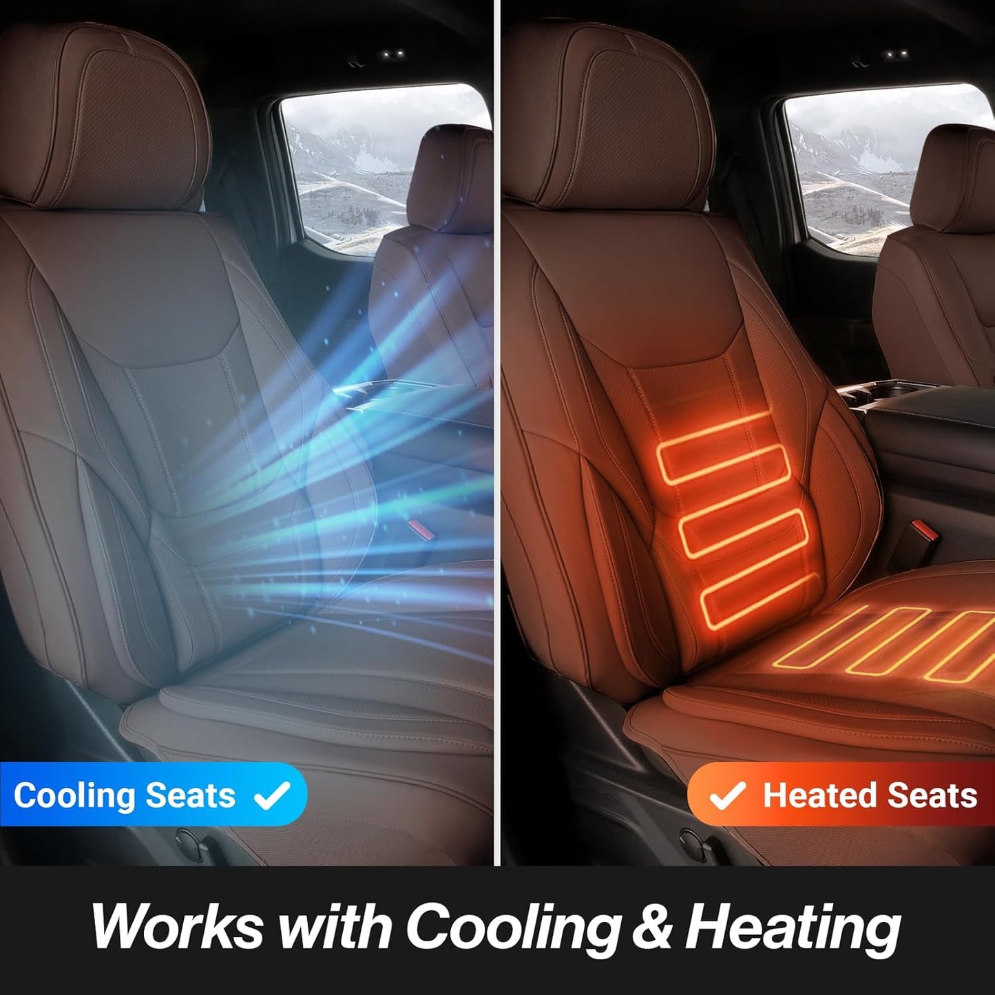 Coverland Custom Car Seat Covers Compatible with 2007-2013 Sierra 1500 Extended Cab - Premium Leather Non-Slip Waterproof Cover Interior Protector Full Set-Dark Brown [See Size Chart-Size X115]