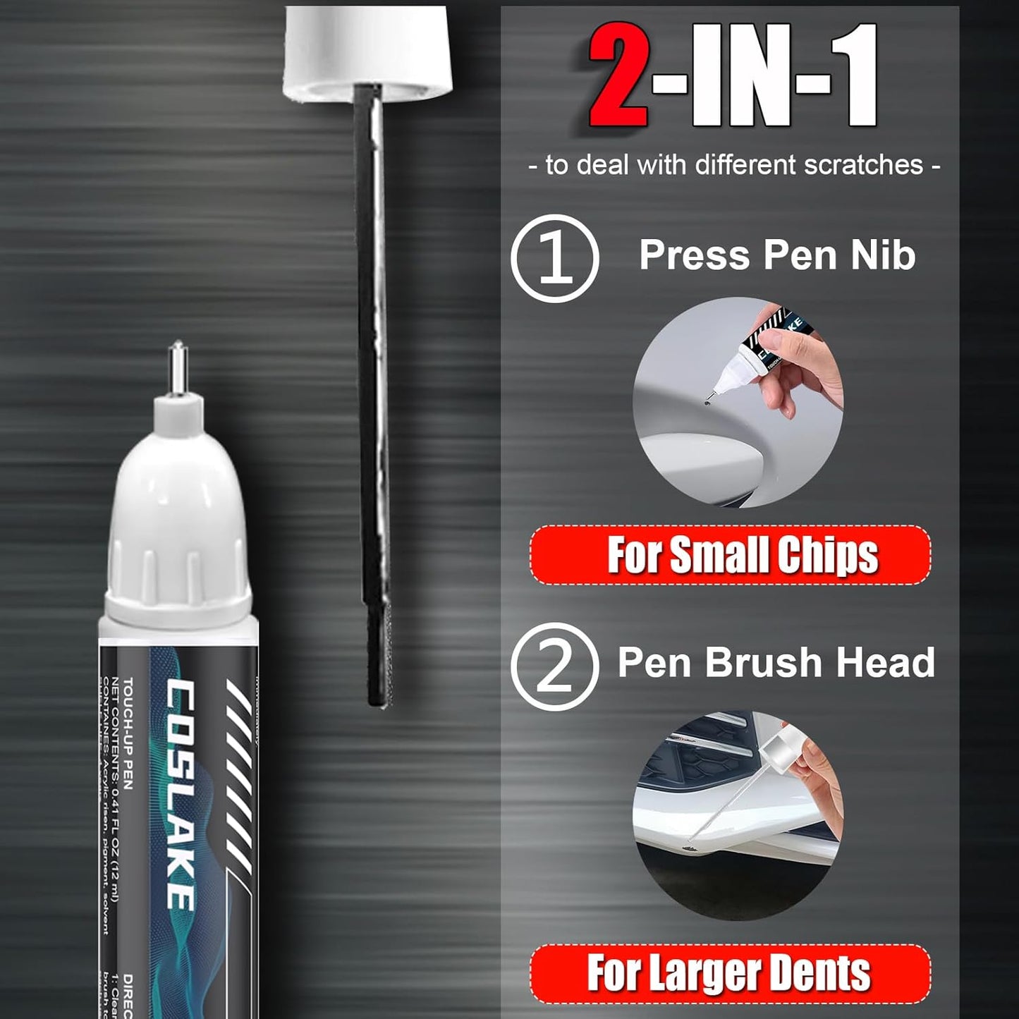 Car Touch Up Paint(Summit White(GAZ/WA8624)) for Cadillac, Car Paint Scratch Repair Kit, Quick & Easy Solution to Repair, Scratch Remover Pen with 2PCS Disposable Micro Applicators