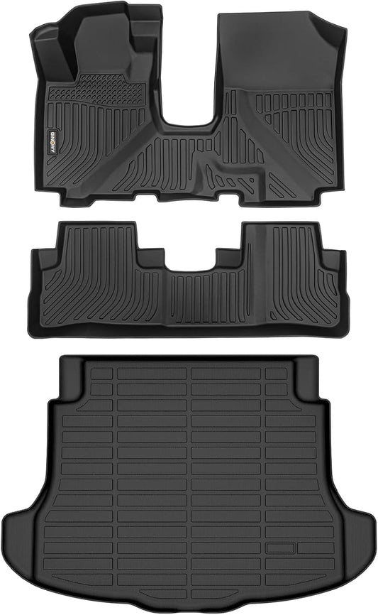 GINOWY-Floor Mats Cargo Liner Set for Honda CRV 2007-2011, TPE All Weather CR-V Car Mats, Non-Slip Trunk Mat Floor Liners, Waterproof Custom Fit Accessories Mats Black