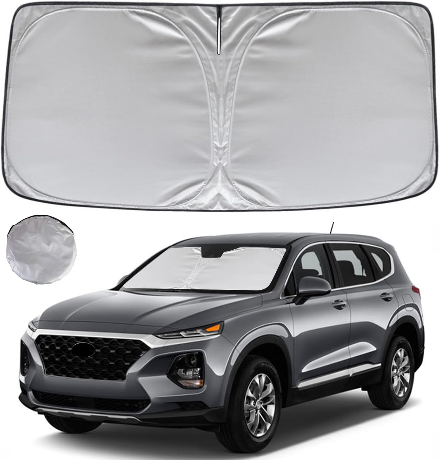 KAYZT Windshield Sun Shade for 2019-2025 2026 Hyun-dai Santa Fe Foldable Sunshade Front Window Custom Fit Car Accessories