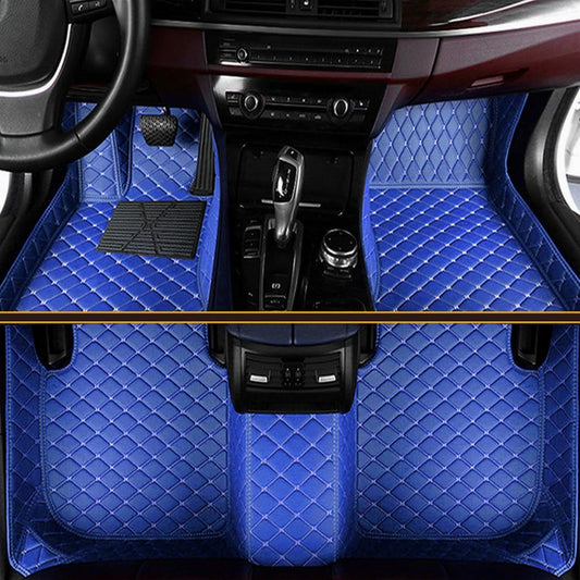 Customized Personalized car Floor mats, All-Weather Luxury car Floor mats, Waterproof and Anti Slip Leather car Floor mat Lining, 95% Customized car, Truck, and SUV Floor mats (Blue)