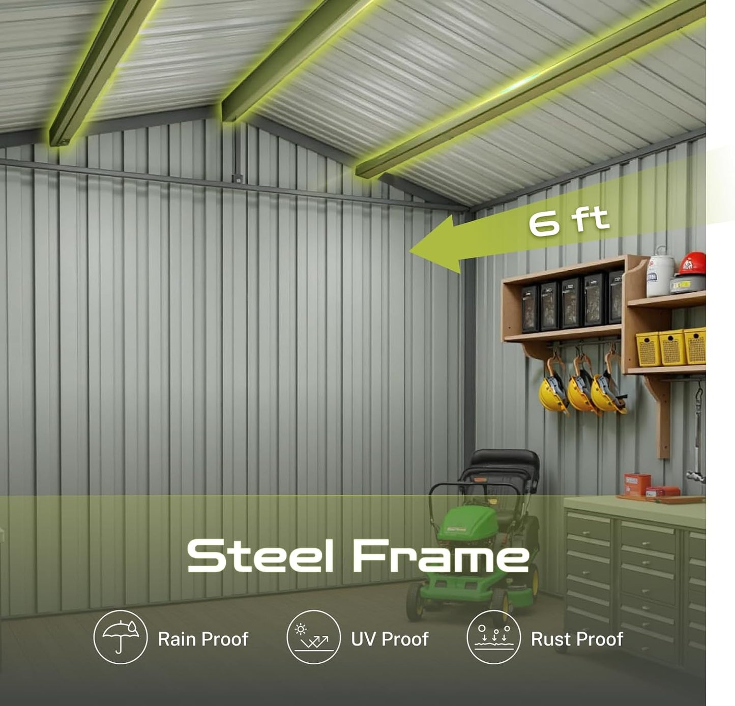 8' x 6' Outdoor Storage Shed, Sturdy Metal Building w/Lockable Doors for Garden, Backyard, Poolside and Lawn, Brown+White